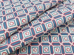 Marika Meyer Geometric Architectural Print Fabric- San Michele / Red Blue 8 yds