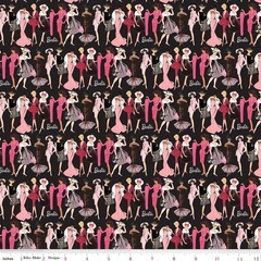 Barbie Vintage Fashion Black Cotton Fabric