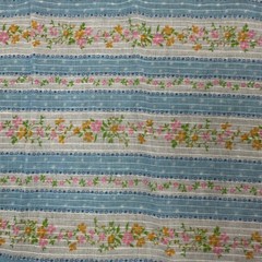 Vtg Blue White Striped Floral Voile Open Weave Remnants Crafting Lot 3.1oz