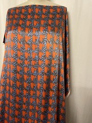 100% Silk Charmeuse Abstract Geometric Vibrant Orange Fabric By The Yds 46″ Wide
