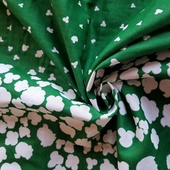 Rich Green Double-Gauze from Japan w/ White Scattered Floral – Double-Border