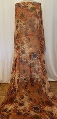 Elegant Poly Blend Lurex Georgette Floral Shades Of Orange Fabric 2.5 Yards 60″W