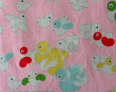 Vintage Japanese Kimono Muslin Fabric Birds Quilt 13×13″