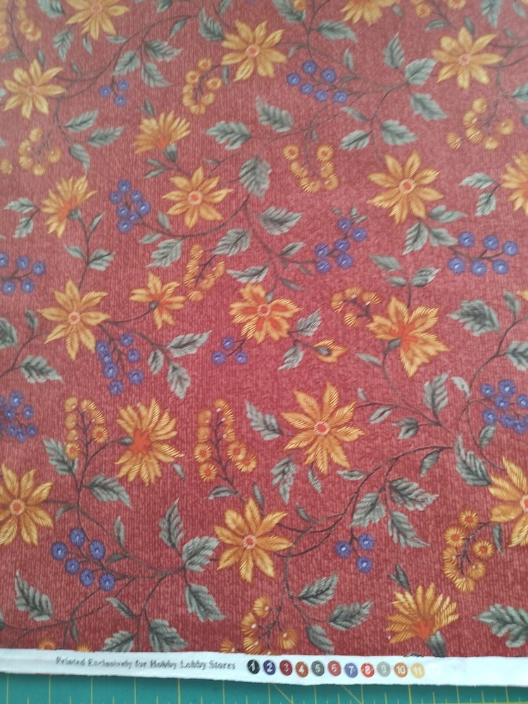 1 yard Hobby Lobby Fabric. Has coordinating fabric, see adds