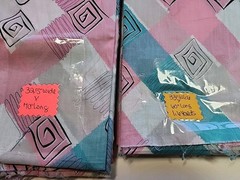 2x 40s 50s Geometric Colorblock Cotton Sewing Fabric 33″ X 1.9. & 1.6yds FLAWS