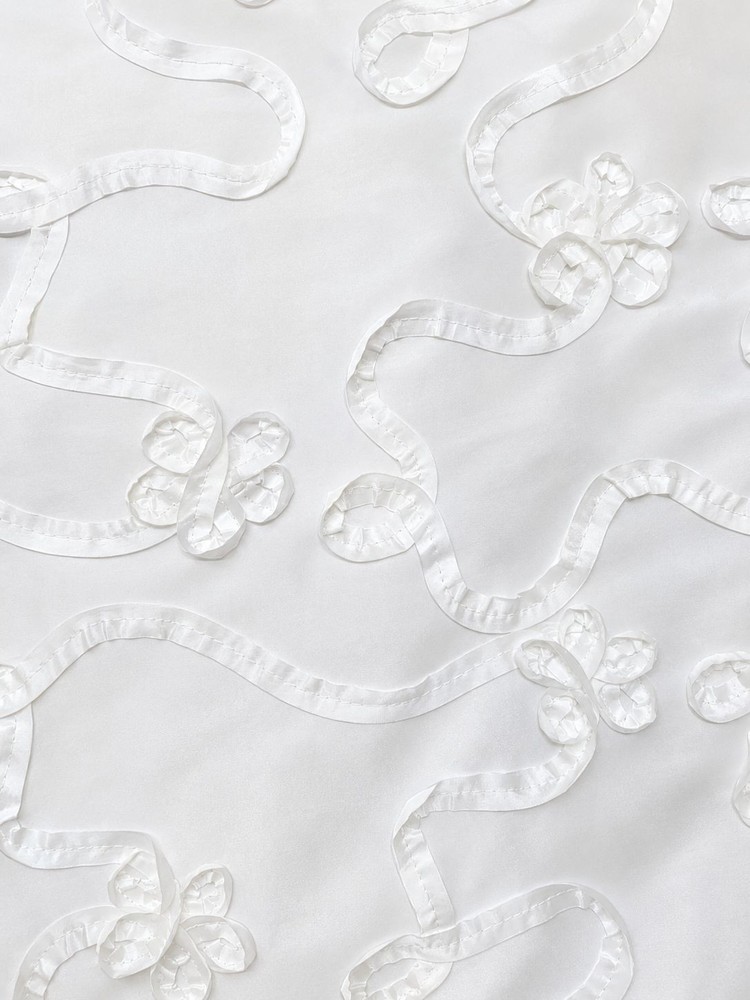 Ribbon Embroidered Taffeta Fabric 60″-Floral Vine Design- sold by 2 yards