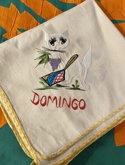 Handcrafted ” DAYS OF WEEK” SPANISH- EMBROIDERED DISH CLOTHS.SET OF FOUR.