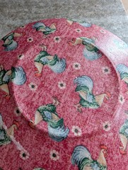 Red Rooster Fabric Plate, 8in