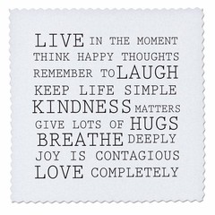3dRose Inspirational Words Black and White Text Quilt Square, 10 by 10-Inch