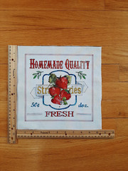 Fruit Stand Strawberries Homemade Quality Fresh Cotton Quilt Fabric Block