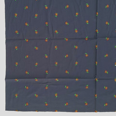 VTG Embroidered Mini Flowers On Dark Blue Cotton Blend Fabric 39″ L x 44″ W