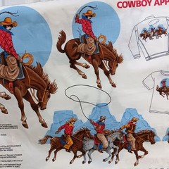 VIP Cranston Print Works Cowboy Appliques Cotton Panel 17″ x 44″