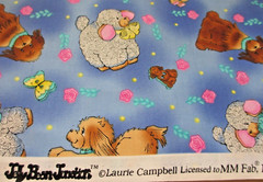 MM Fab Little Lambs Butterflies and Dogs Cotton Fabric BTY
