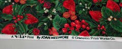 VTG VIP Cranston Print Works Joan Messmore Christmas Holly & Strawberries Fabric