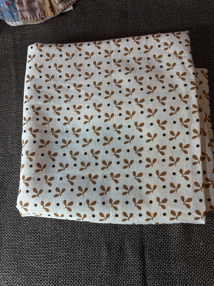 Brown Leaf Print Cotton Twill Fabric Heavy Weight for Quilting Sewing Crafts