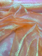 Orange Iridescent Organza Fabric Sold By The Yard Sheer For Clothing Decoration