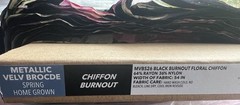 Black Burnout Chiffon Fabric: Velvet Brocade With Pink Floral By The Yard New