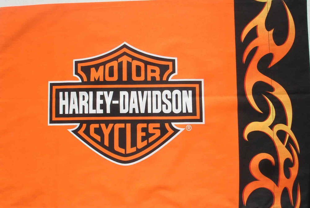 Orange HARLEY DAVIDSON PILLOWCASE (Standard) Bar and Shield Logo Cotton blend
