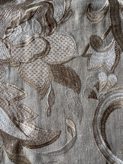Mulberry Hampton Embroidery Taupe Designer Fabric Remnant 24″x24″
