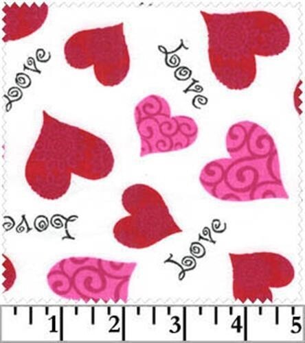 1 Yard 15 Inches Sweet Valentine Heart Hearts Love White Cotton Fabric VIP