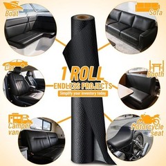Marine Vinyl Upholstery Faux Leather 3 Yard Roll 54×108 Inches Black Waterproof