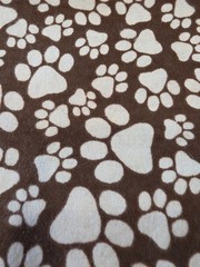 Fabric 2 yards Flannel Pawprints Brown & Cream Craft Sewing