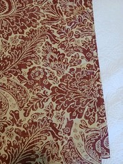 Lauren Ralph Lauren Deep Red & Cream-Tan Heavy Cotton Fabric Damask Print 5 Pcs
