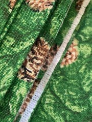 Small Brown Pine Cones on Green Pine Needles Cotton Fabric 1.3Y x 44″W