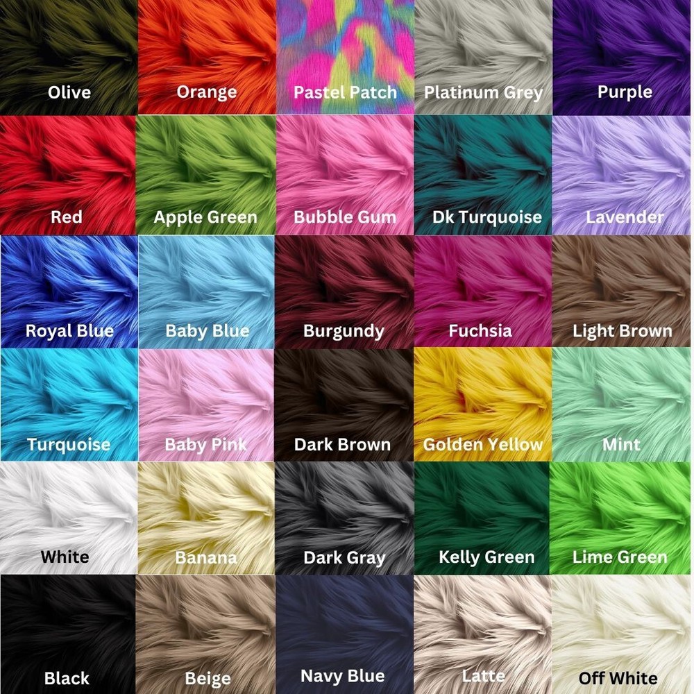 FabricLA Shaggy Faux Fake Fur Fluffy Fabric by the yard | Artificial Art & Craft