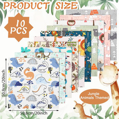 10 Pcs Jungle Animals Quilting Fabric Bundles 20 X 20 Inch | Forest Animals, Fat