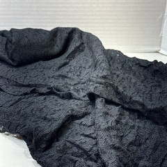 Black Floral Lace Fabric 2 Yards 4 Inches x 43” Wide Sheer Slight Stretch