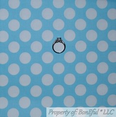 BonEful FABRIC FQ Cotton Quilt Light Blue White Polka Dot Stripe Large Sky Cloud