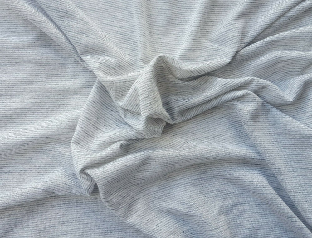 Gray Off White Yarn Dye Stripes Fabric Jersey Knit By the Yard 8/17
