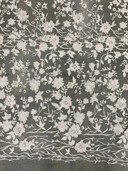 Nina IVORY Polyester 3D Floral Embroidery on Mesh Lace Fabric by the Yard – 100