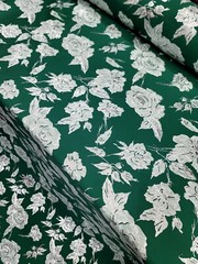Metallic Floral Brocade Fabric By Yard Emerald Green Silver Floral Embossed
