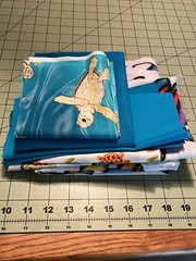 Sea Creatures Turtles Fish Aquatic Ocean Cotton Fabrics 3 Prints 1 Solid Aqua