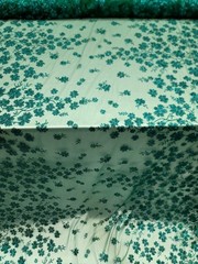 Emerald Green Lace fabric 57” W Fabric Sold By The Yard Glitter Floral For Dress
