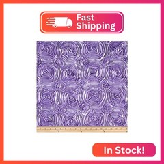AK TRADING CO. 54-Inch Wide Premium Satin Rosette 3D Rose Design Ribbon Fabric (