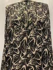 100% Silk Chiffon Birds Print Gold Lurex Black Fabric 1 Yard Long and 54″ Wide