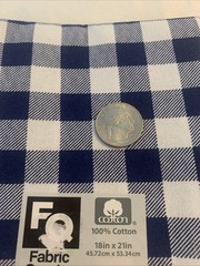 Cotton Fabric Fat Quarter Blue white large check for Quilting Crafts gingham