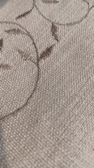 3+ sq. yds. Embroidered Linen Fabric, 84″ long x 56″ wide, Foliage, Taupe/Brown