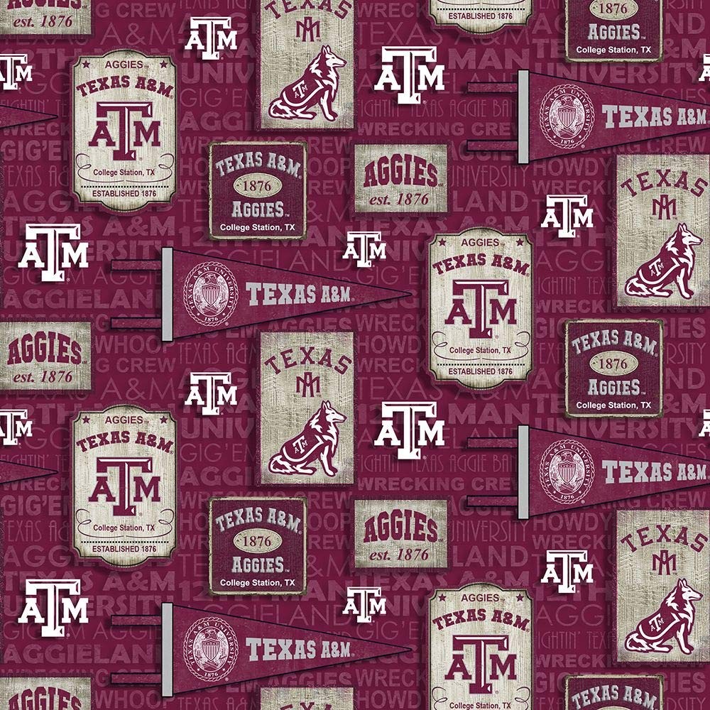 SYKEL ENTERPRISES Texas A&M Aggies Cotton Fabric with 43 Inches, Maroon