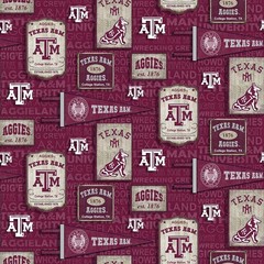 SYKEL ENTERPRISES Texas A&M Aggies Cotton Fabric with 43 Inches, Maroon