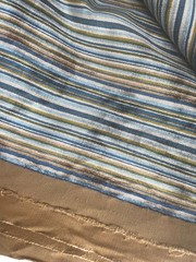 Striped Raised Chenille Velvet Blue Brown Upholstery Fabric 55×62