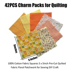 Cotton Quilting Fabric Squares, 42 Piece, 5×5 Inch, Pre-Cut | Floral Patchwor…