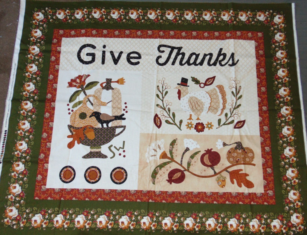 Henry Glass “Autumn Spice” Give Thanks Cotton Fabric Panel 36″ x 44″