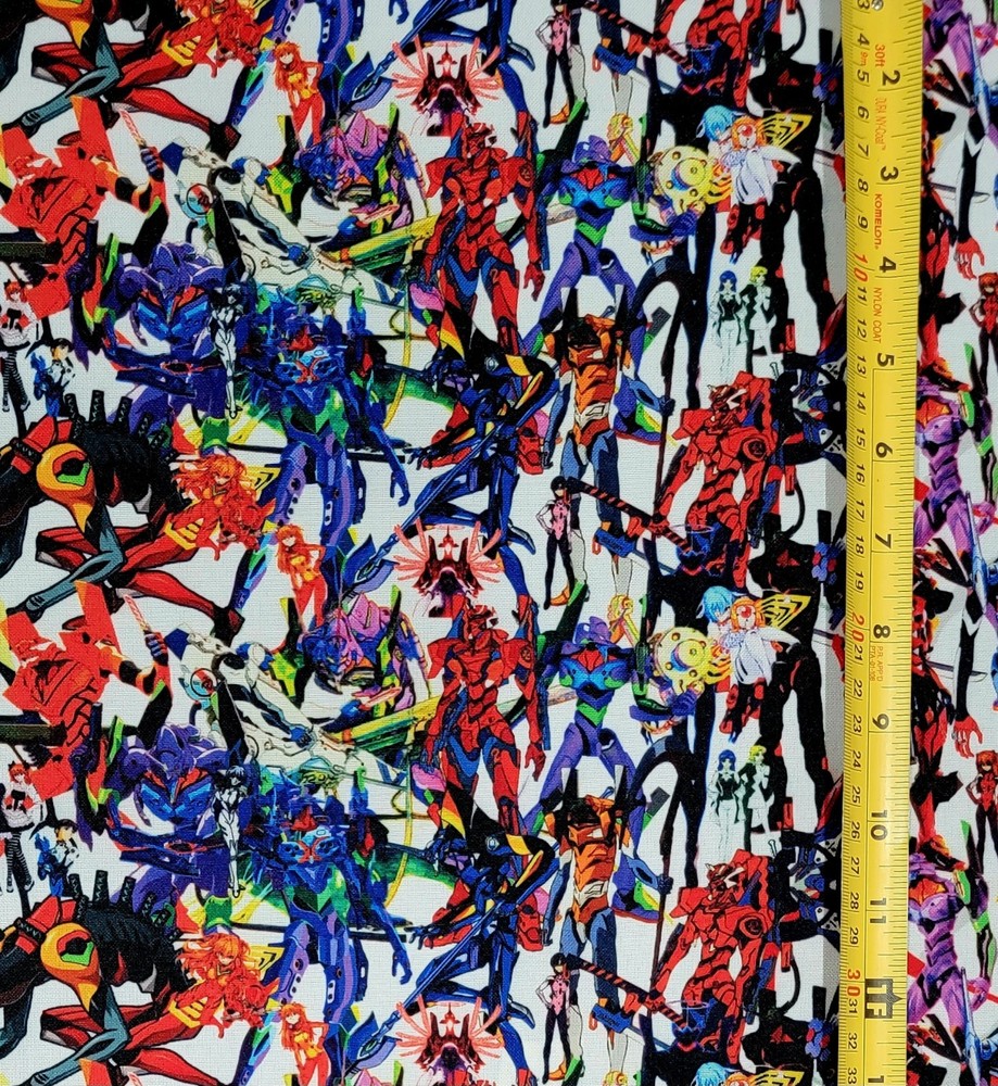 EVANGELION EVOLUTION WHITE ANIME 1 YARD FABRIC ( 36″ X 58″ ) BRAND NEW
