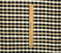 DUPIONI SMALL CHECK BLACK CREAM BEIGE 100% SILK MULTIPURPOSE FABRIC BY YARD 54″W