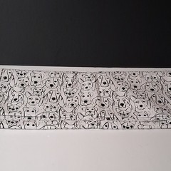 Brother Sister Design Studio Duck Cloth Fabric Dog Print Black White 3 Yds 44″