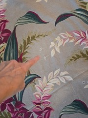 MCM Vintage Barkcloth Leaves 2 Pc 79Lx 45 Multi Red Green Ivory Grey
